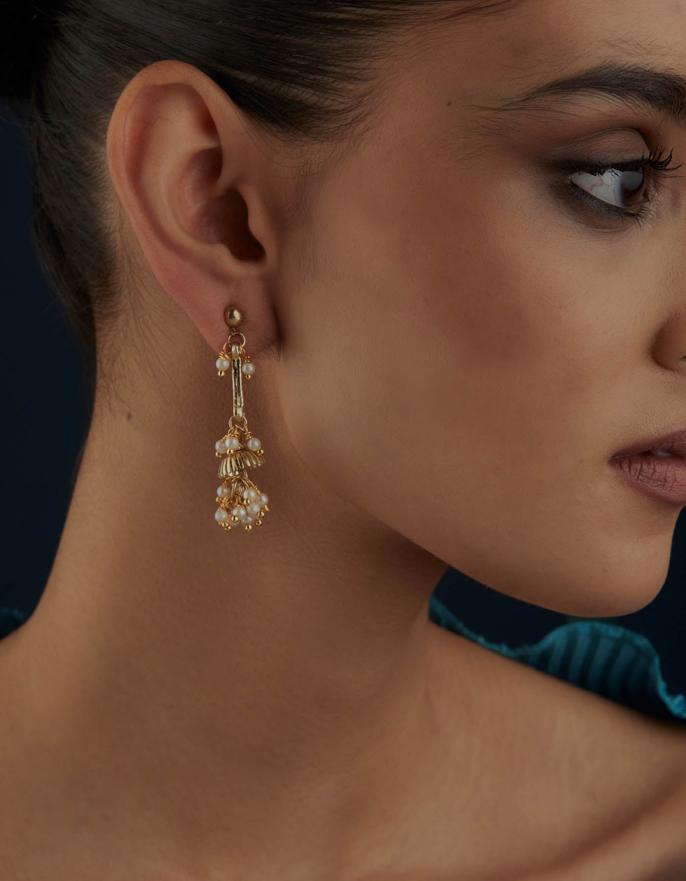 Buy CZ Short Earring with gold plating 55120 | Kanhai Jewels